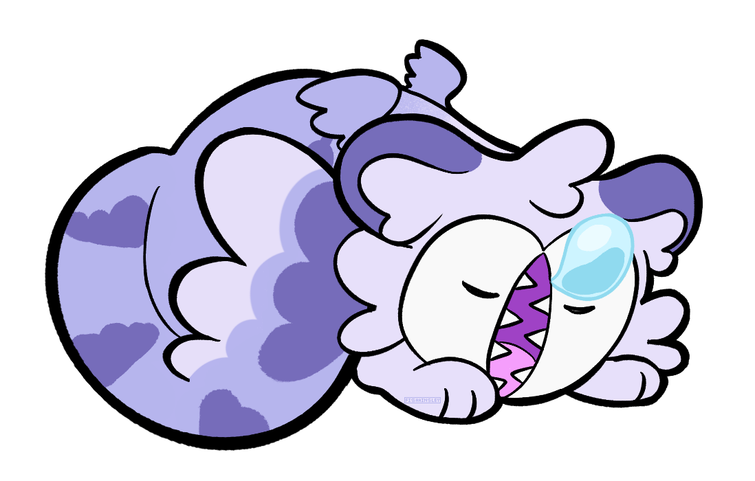 a small purple creature sleeping