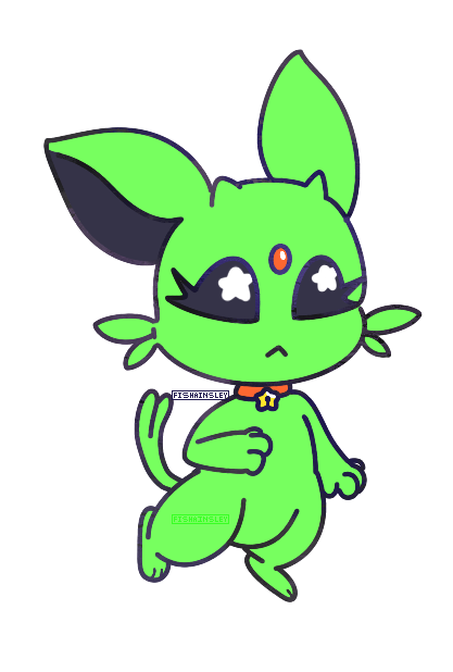 a chibi of Cosmo, an onini that resembles a shiny espeon.