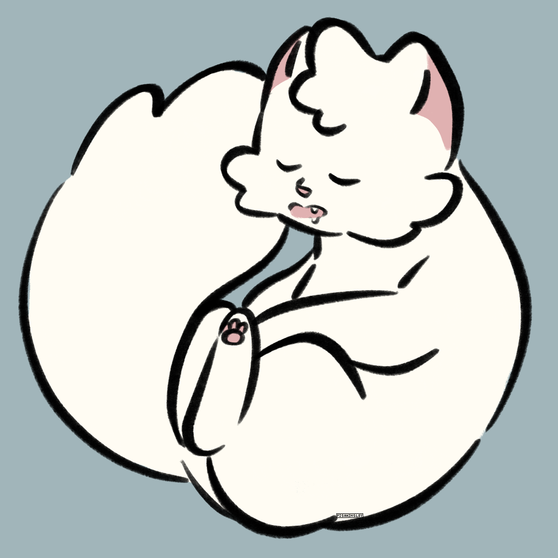 A cream colored cat sleeping