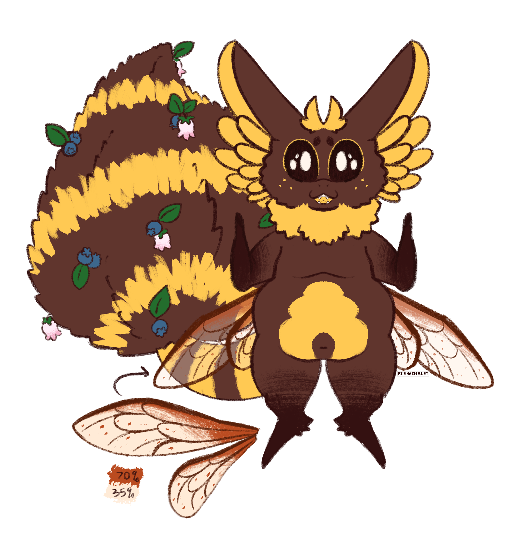 A fruit bloom (anthro chibi dragon) with a bee-inspired design